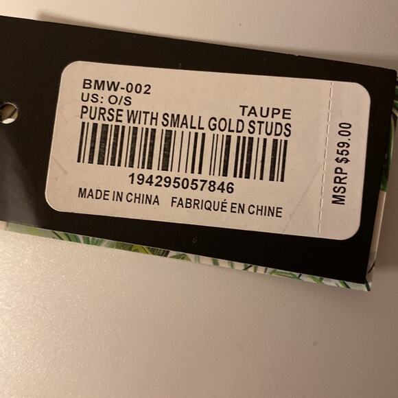 NWT Badgley Mischka Purse / Wallet with Gold Studs Taupe - Picture 4 of 4